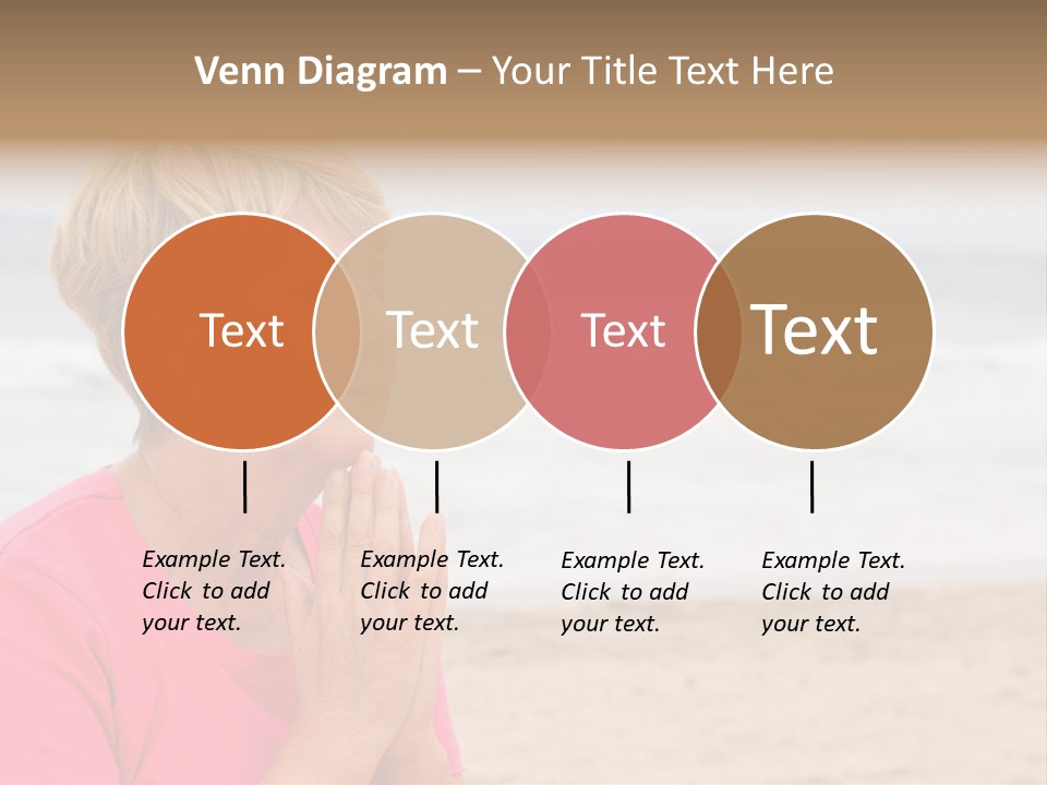 A Woman In A Pink Shirt Is Praying On The Beach PowerPoint Template