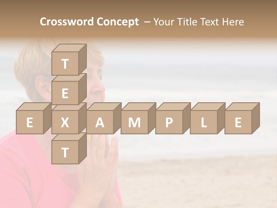 A Woman In A Pink Shirt Is Praying On The Beach PowerPoint Template