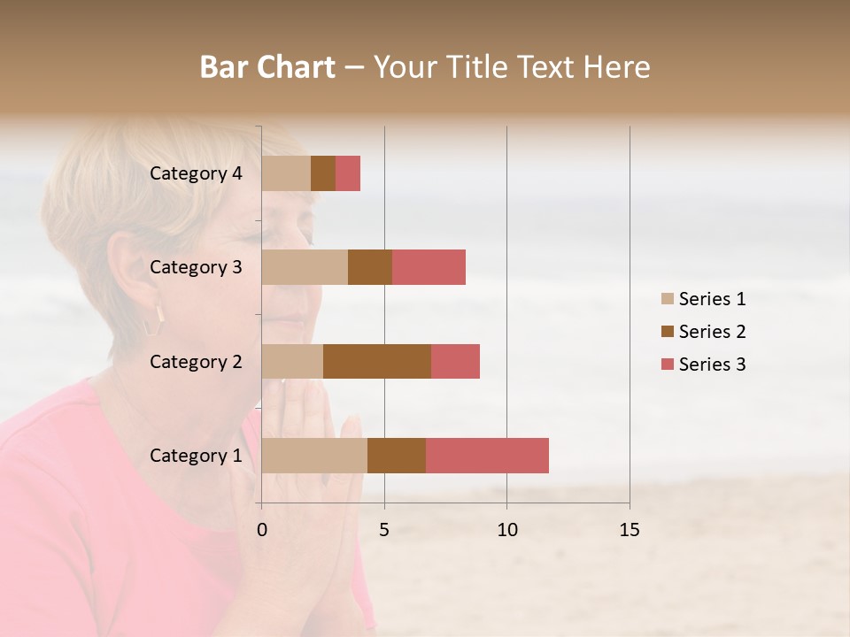 A Woman In A Pink Shirt Is Praying On The Beach PowerPoint Template