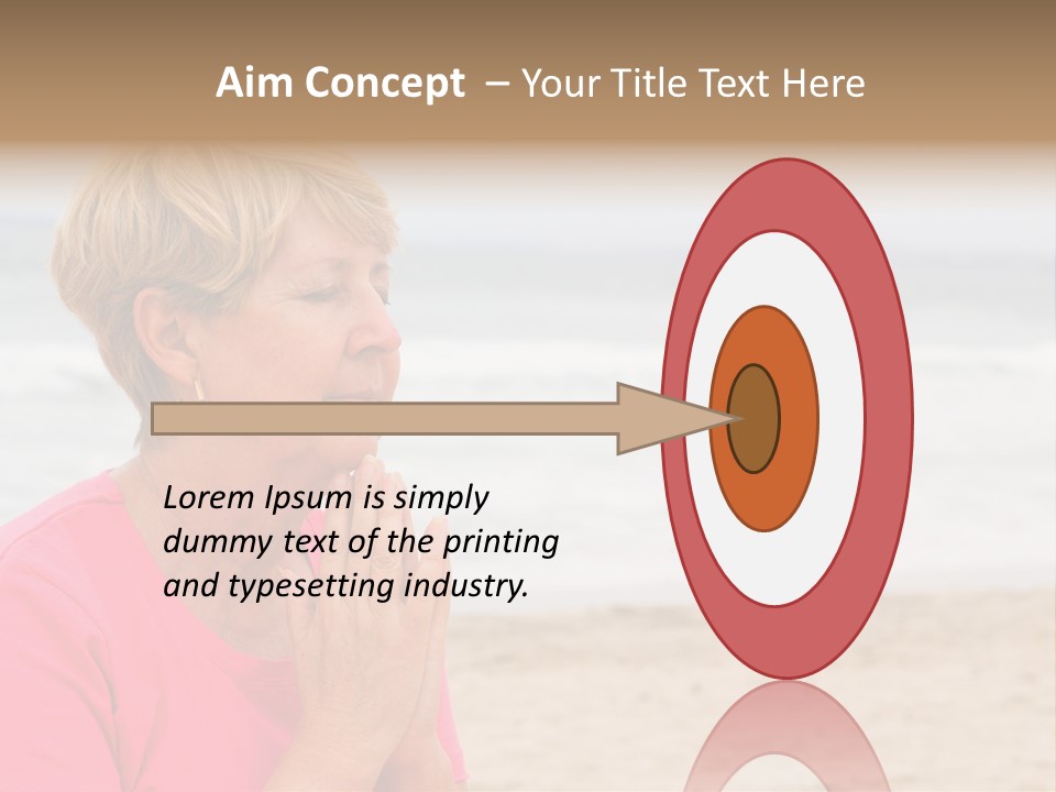 A Woman In A Pink Shirt Is Praying On The Beach PowerPoint Template