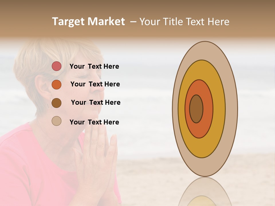 A Woman In A Pink Shirt Is Praying On The Beach PowerPoint Template