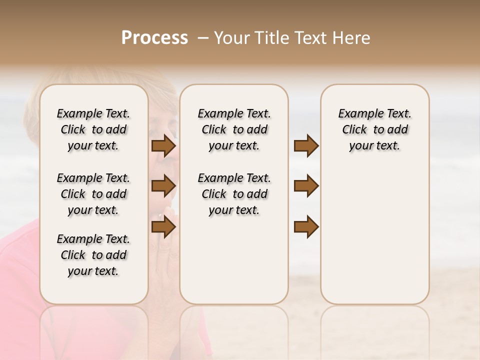 A Woman In A Pink Shirt Is Praying On The Beach PowerPoint Template