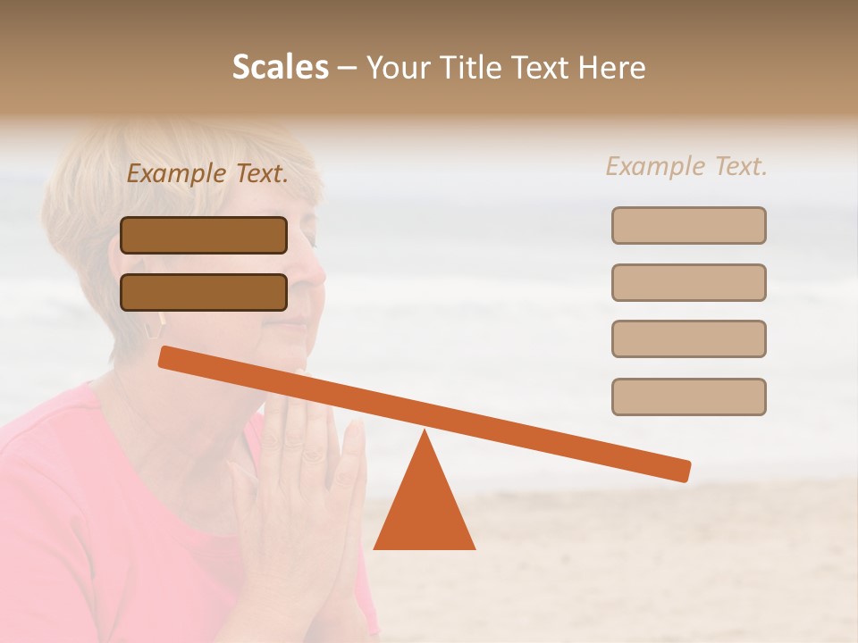 A Woman In A Pink Shirt Is Praying On The Beach PowerPoint Template