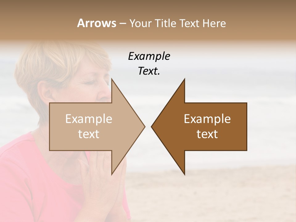 A Woman In A Pink Shirt Is Praying On The Beach PowerPoint Template