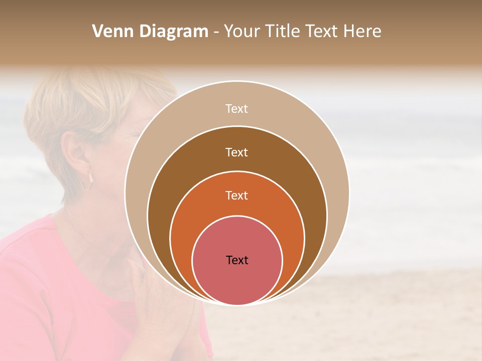 A Woman In A Pink Shirt Is Praying On The Beach PowerPoint Template