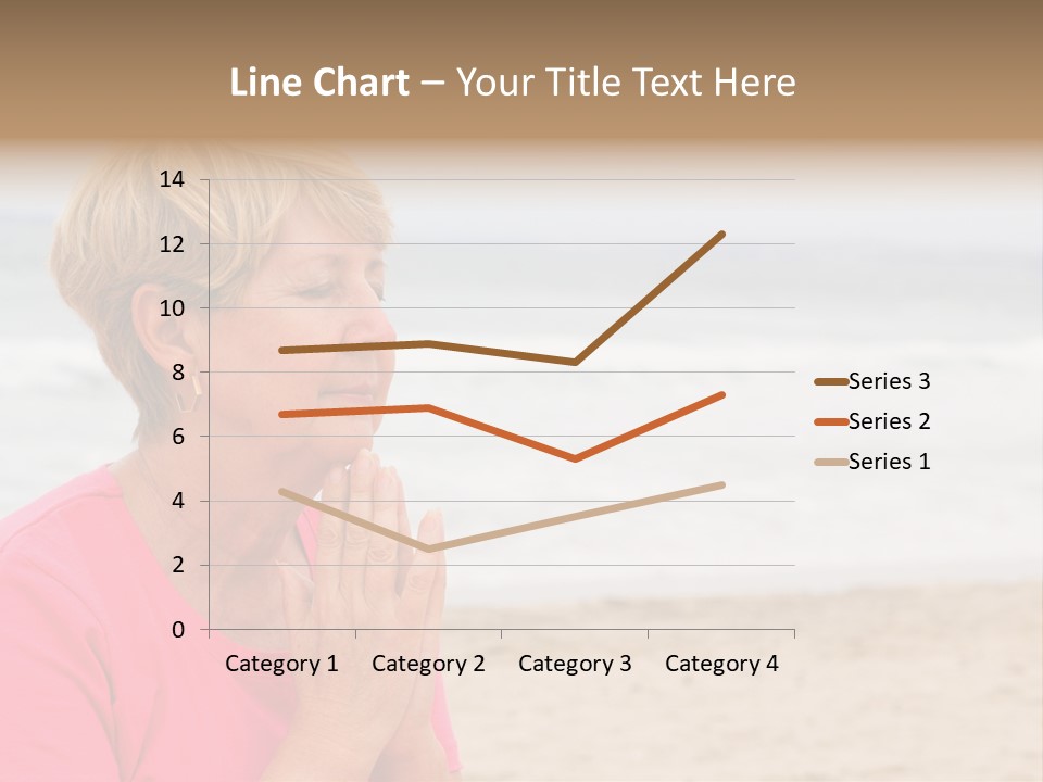 A Woman In A Pink Shirt Is Praying On The Beach PowerPoint Template