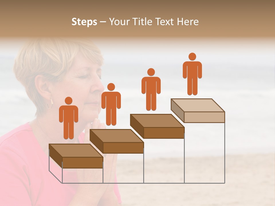 A Woman In A Pink Shirt Is Praying On The Beach PowerPoint Template