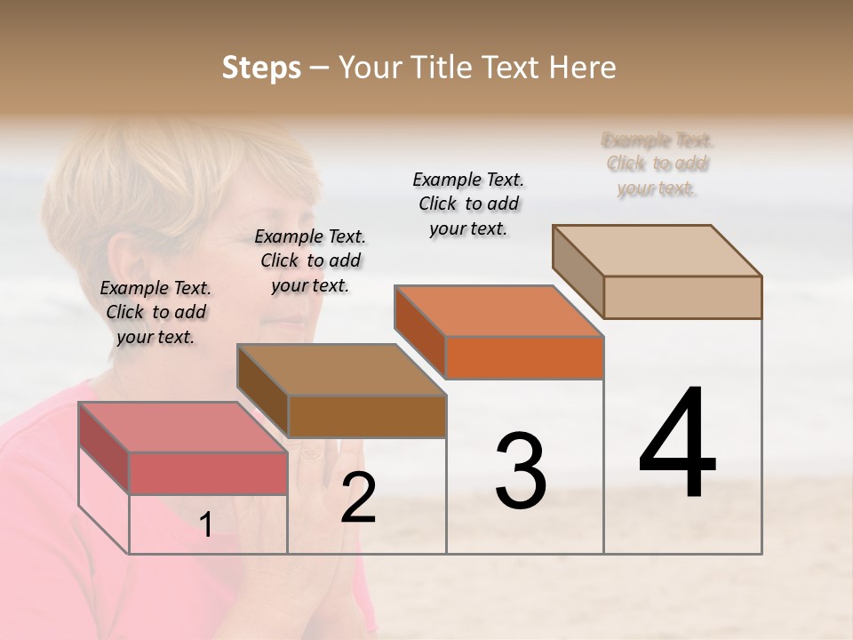 A Woman In A Pink Shirt Is Praying On The Beach PowerPoint Template
