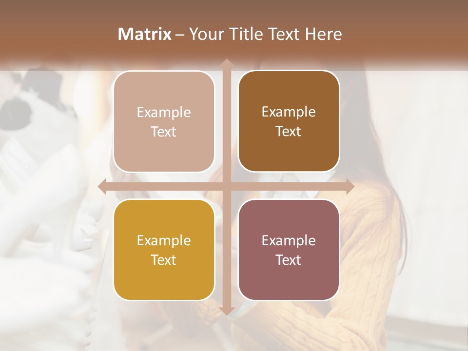 A Woman In A Yellow Sweater Is Holding A White Shoe PowerPoint Template