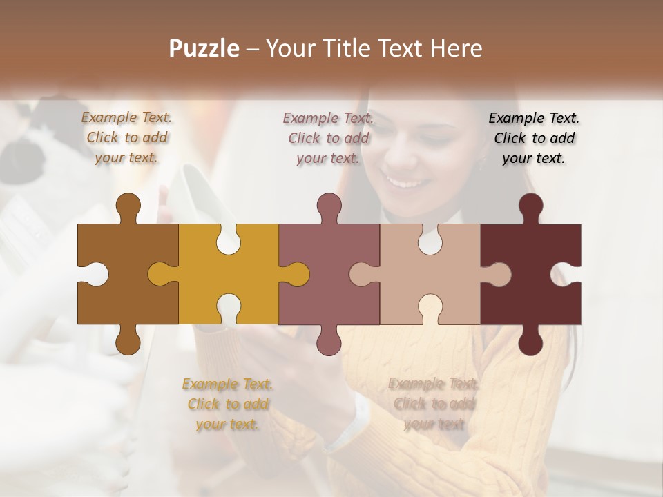 A Woman In A Yellow Sweater Is Holding A White Shoe PowerPoint Template