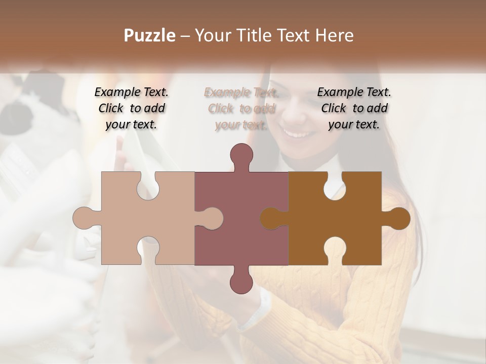 A Woman In A Yellow Sweater Is Holding A White Shoe PowerPoint Template