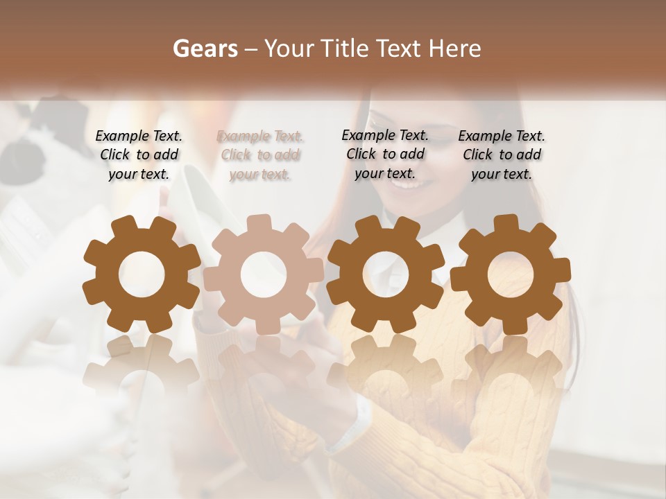 A Woman In A Yellow Sweater Is Holding A White Shoe PowerPoint Template