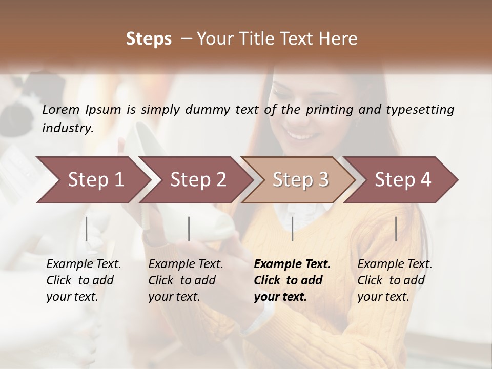 A Woman In A Yellow Sweater Is Holding A White Shoe PowerPoint Template