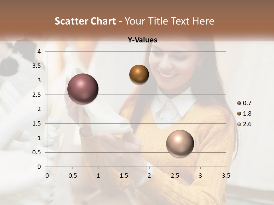 A Woman In A Yellow Sweater Is Holding A White Shoe PowerPoint Template
