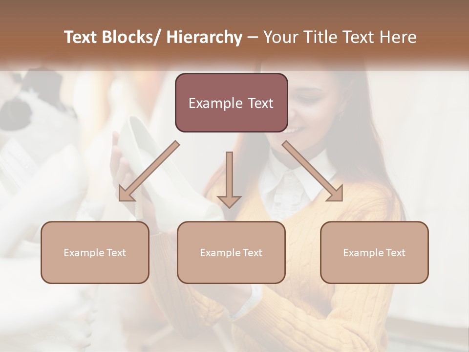 A Woman In A Yellow Sweater Is Holding A White Shoe PowerPoint Template