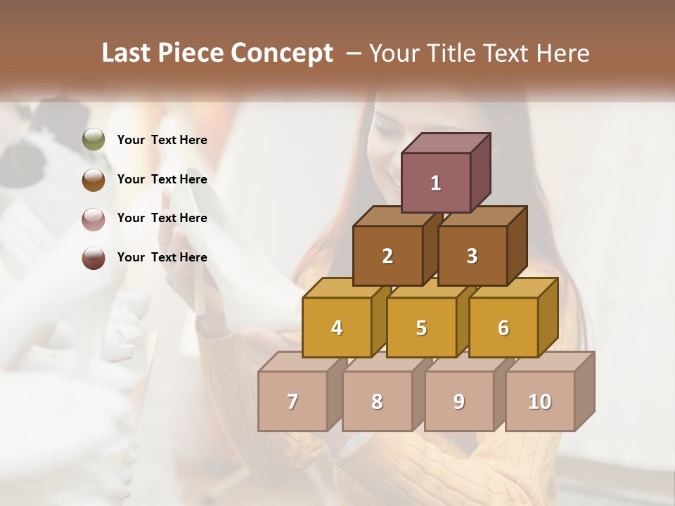 A Woman In A Yellow Sweater Is Holding A White Shoe PowerPoint Template