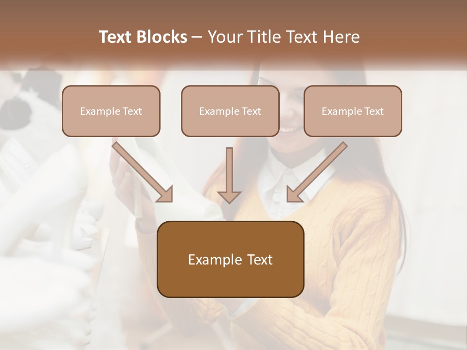 A Woman In A Yellow Sweater Is Holding A White Shoe PowerPoint Template