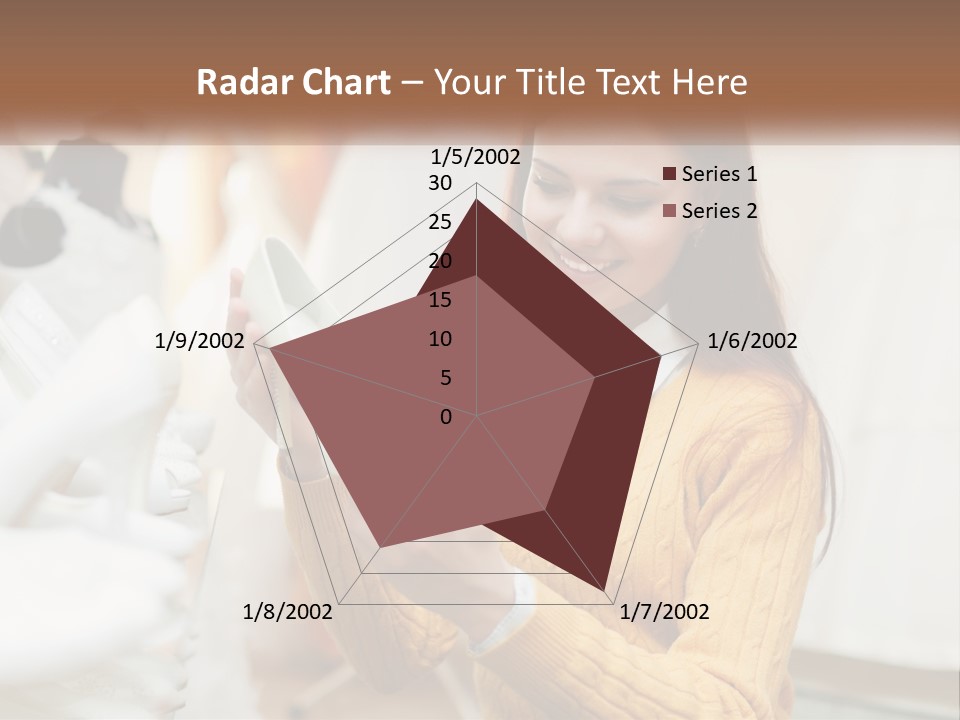 A Woman In A Yellow Sweater Is Holding A White Shoe PowerPoint Template