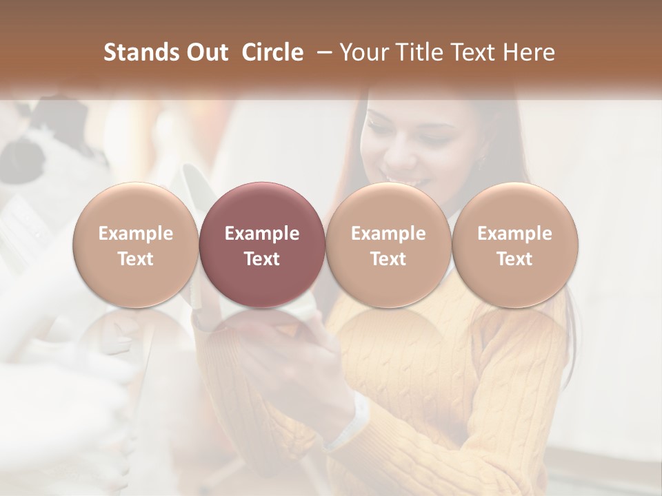 A Woman In A Yellow Sweater Is Holding A White Shoe PowerPoint Template