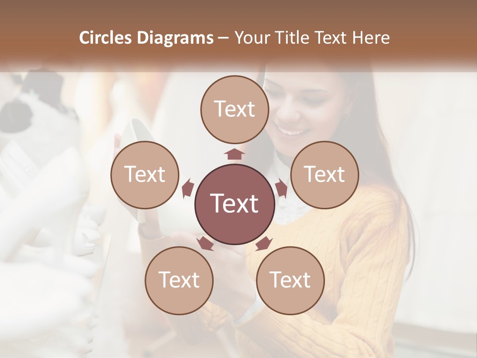 A Woman In A Yellow Sweater Is Holding A White Shoe PowerPoint Template