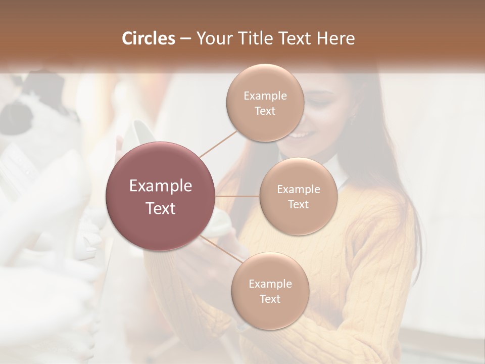 A Woman In A Yellow Sweater Is Holding A White Shoe PowerPoint Template