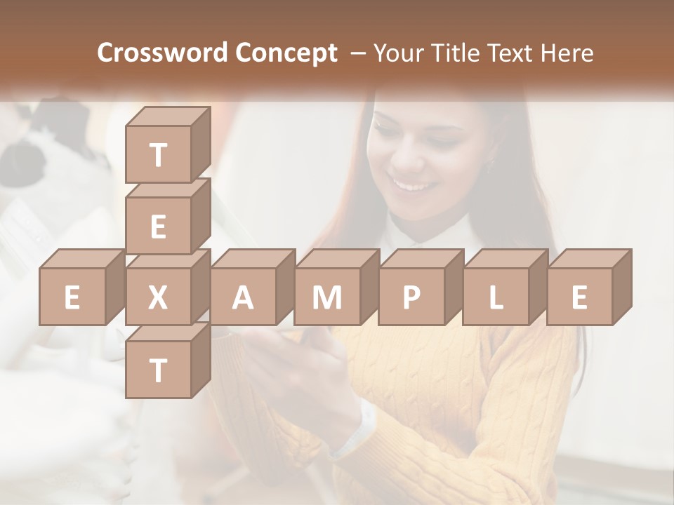 A Woman In A Yellow Sweater Is Holding A White Shoe PowerPoint Template