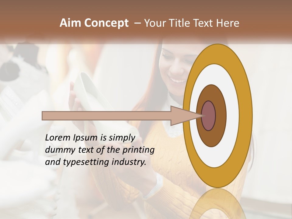 A Woman In A Yellow Sweater Is Holding A White Shoe PowerPoint Template