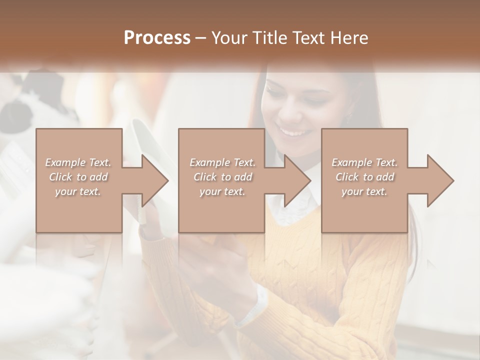 A Woman In A Yellow Sweater Is Holding A White Shoe PowerPoint Template