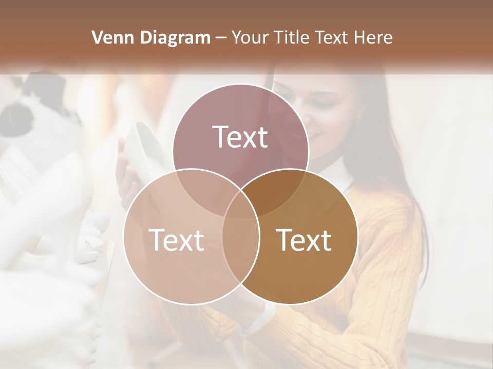 A Woman In A Yellow Sweater Is Holding A White Shoe PowerPoint Template