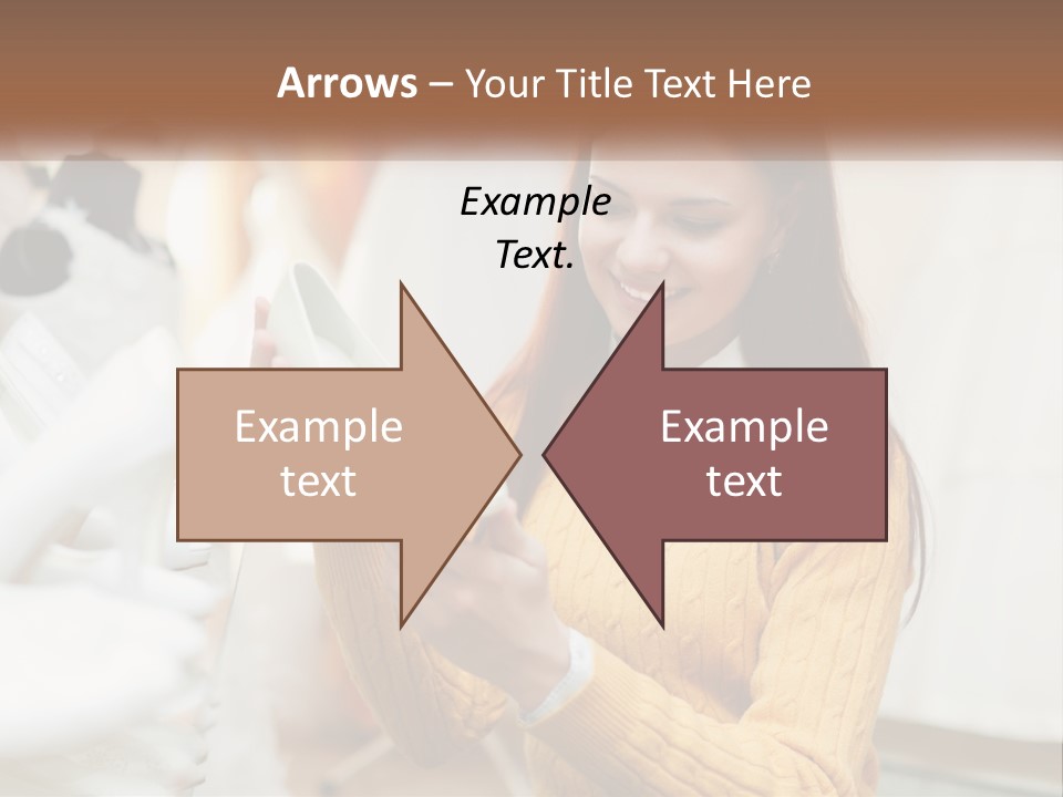 A Woman In A Yellow Sweater Is Holding A White Shoe PowerPoint Template