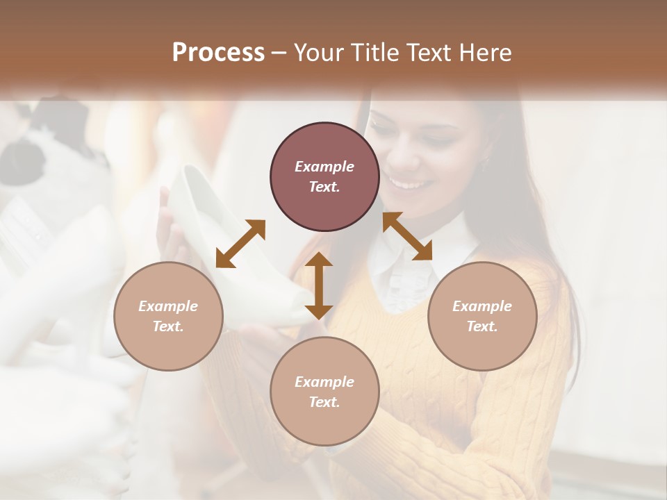 A Woman In A Yellow Sweater Is Holding A White Shoe PowerPoint Template