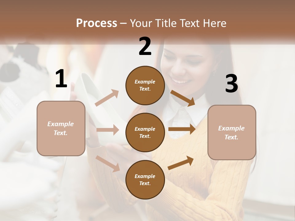 A Woman In A Yellow Sweater Is Holding A White Shoe PowerPoint Template