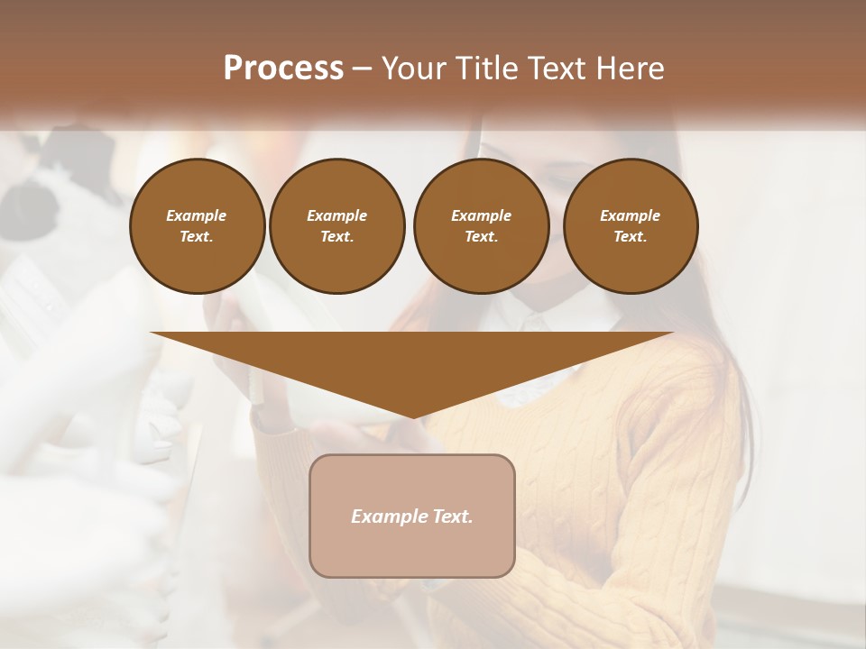 A Woman In A Yellow Sweater Is Holding A White Shoe PowerPoint Template