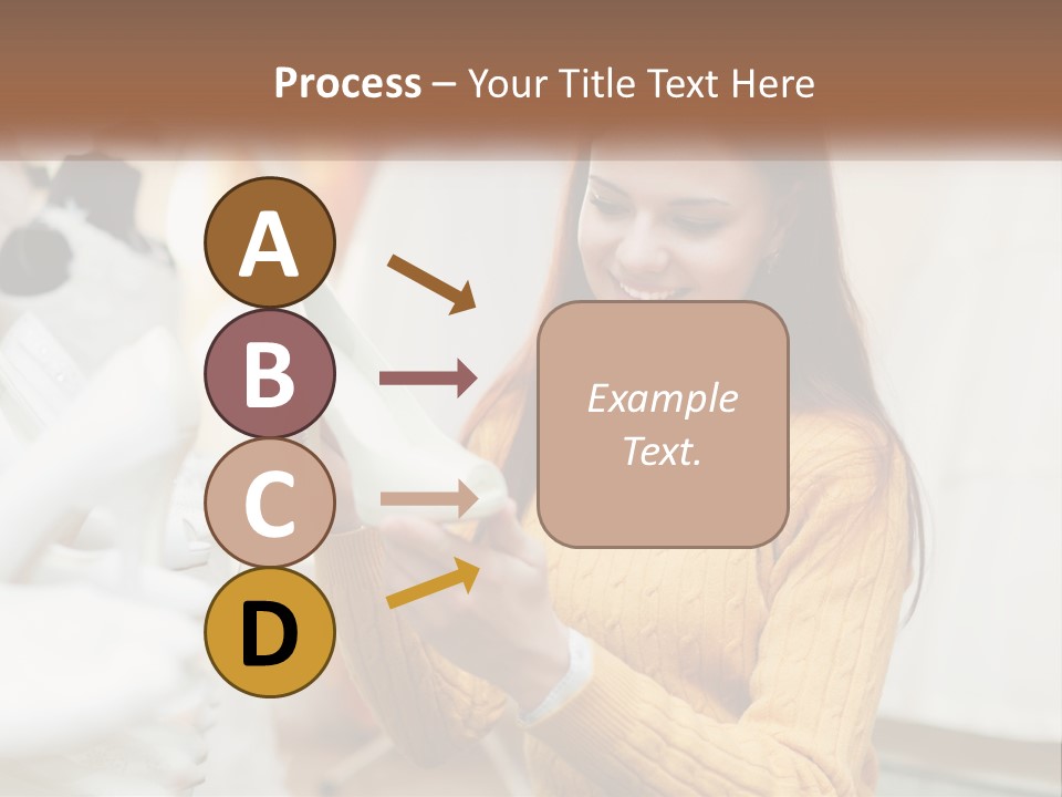 A Woman In A Yellow Sweater Is Holding A White Shoe PowerPoint Template