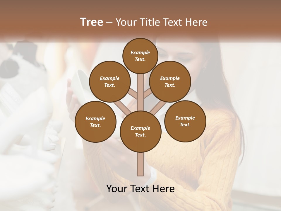 A Woman In A Yellow Sweater Is Holding A White Shoe PowerPoint Template