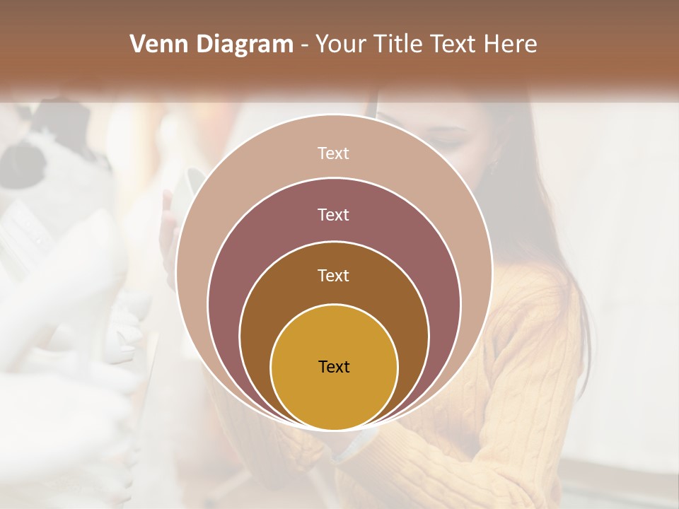 A Woman In A Yellow Sweater Is Holding A White Shoe PowerPoint Template