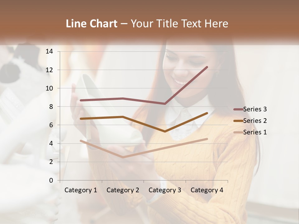 A Woman In A Yellow Sweater Is Holding A White Shoe PowerPoint Template