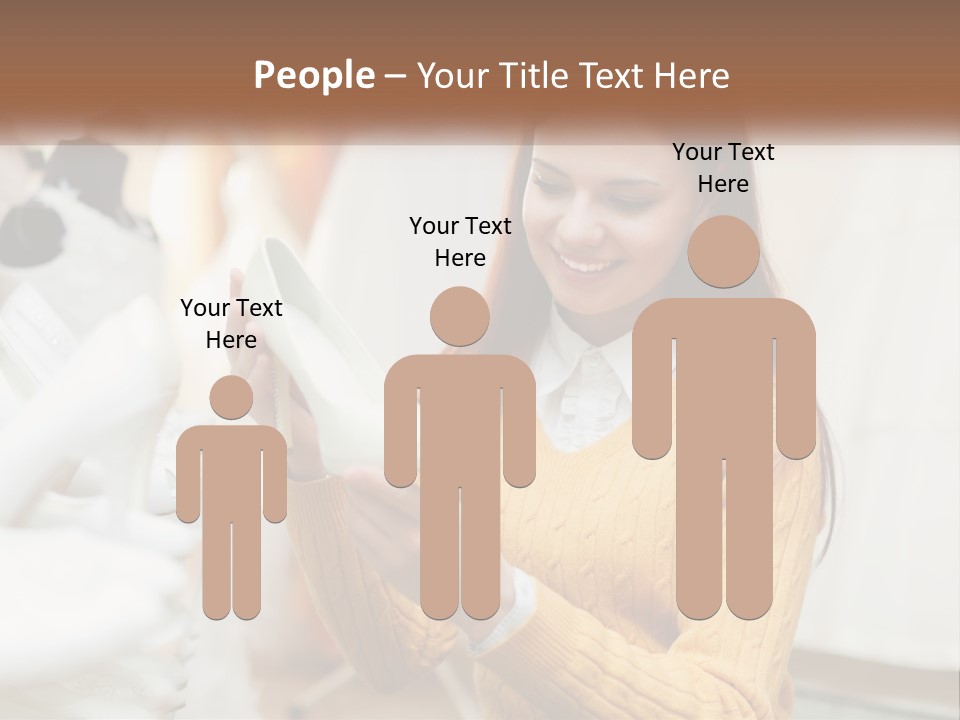 A Woman In A Yellow Sweater Is Holding A White Shoe PowerPoint Template