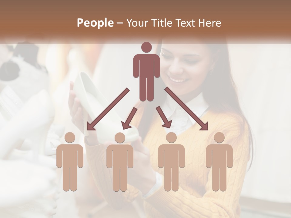 A Woman In A Yellow Sweater Is Holding A White Shoe PowerPoint Template