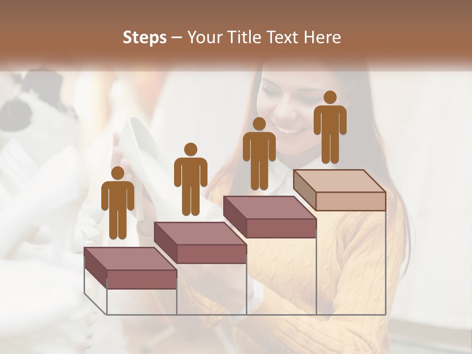 A Woman In A Yellow Sweater Is Holding A White Shoe PowerPoint Template