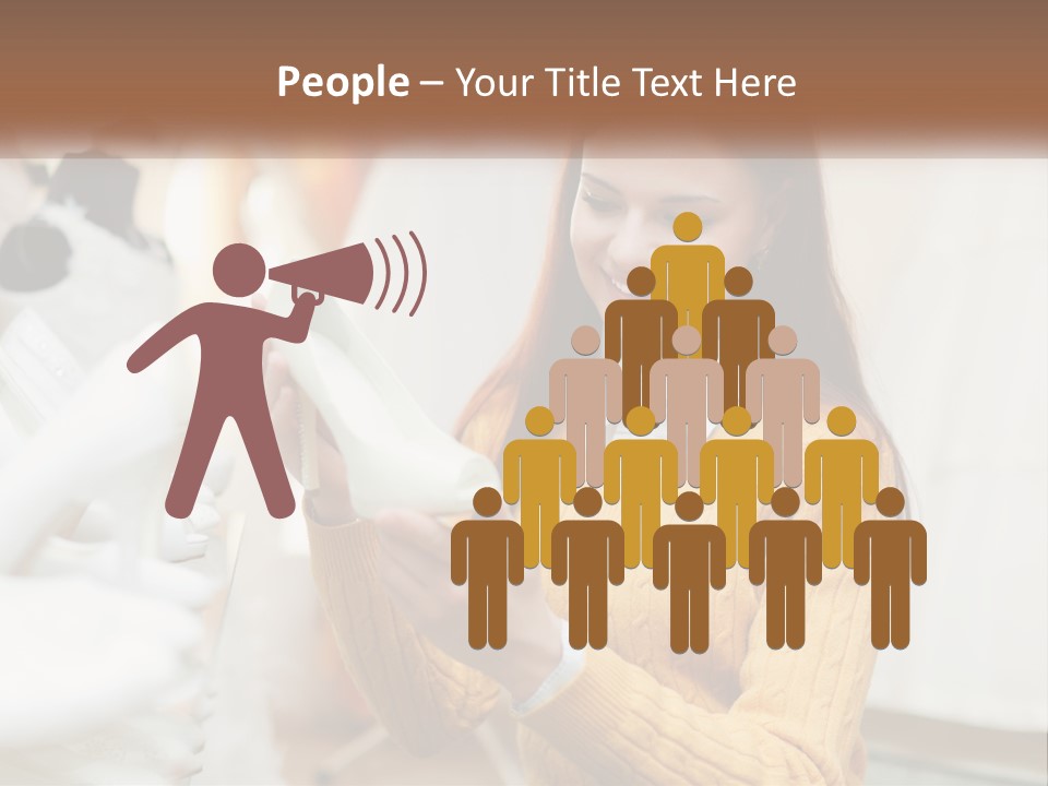 A Woman In A Yellow Sweater Is Holding A White Shoe PowerPoint Template