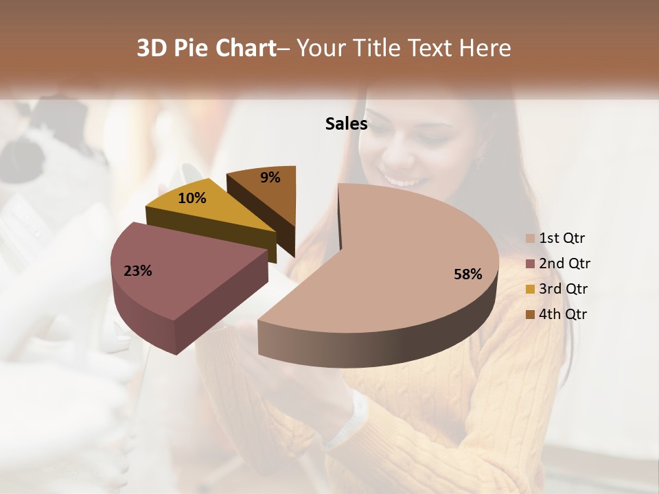 A Woman In A Yellow Sweater Is Holding A White Shoe PowerPoint Template