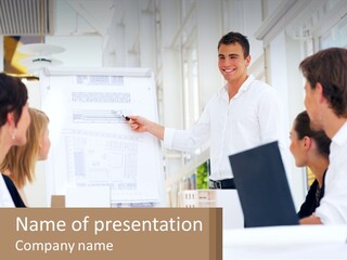 A Man Giving A Presentation To A Group Of People PowerPoint Template