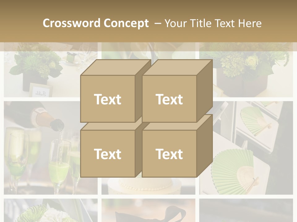 A Collage Of Green And White Wedding Decorations PowerPoint Template