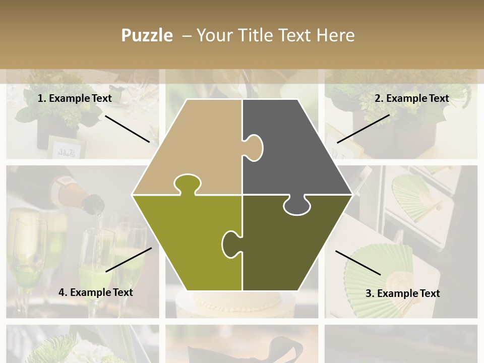 A Collage Of Green And White Wedding Decorations PowerPoint Template