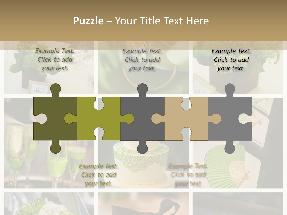 A Collage Of Green And White Wedding Decorations PowerPoint Template