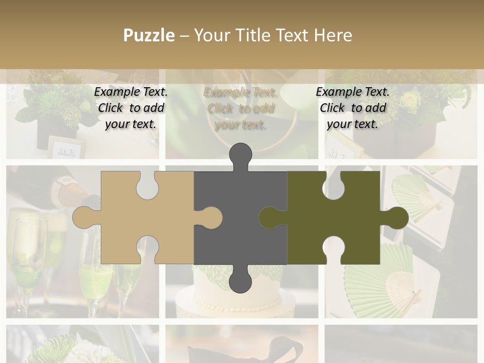 A Collage Of Green And White Wedding Decorations PowerPoint Template