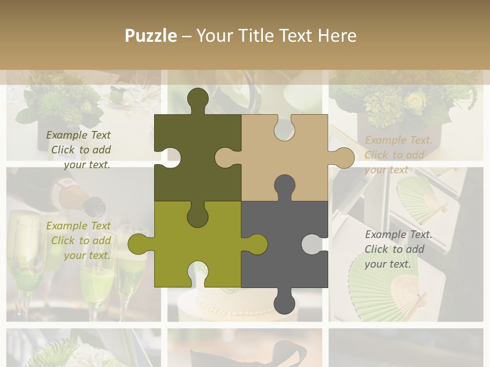 A Collage Of Green And White Wedding Decorations PowerPoint Template