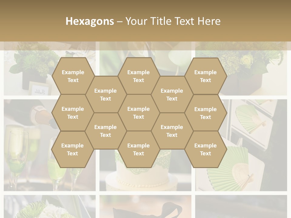 A Collage Of Green And White Wedding Decorations PowerPoint Template