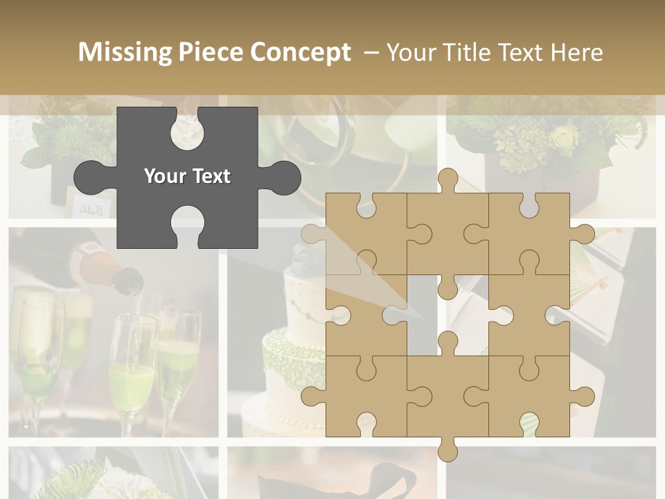 A Collage Of Green And White Wedding Decorations PowerPoint Template